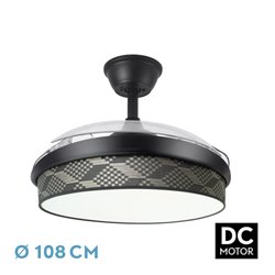 Ventilador Dc Moda 72w Negro/tetris Gris 108d 3aspas 7200lm 3000-4000-6000k Remoto+ Memoria+ Temporizador