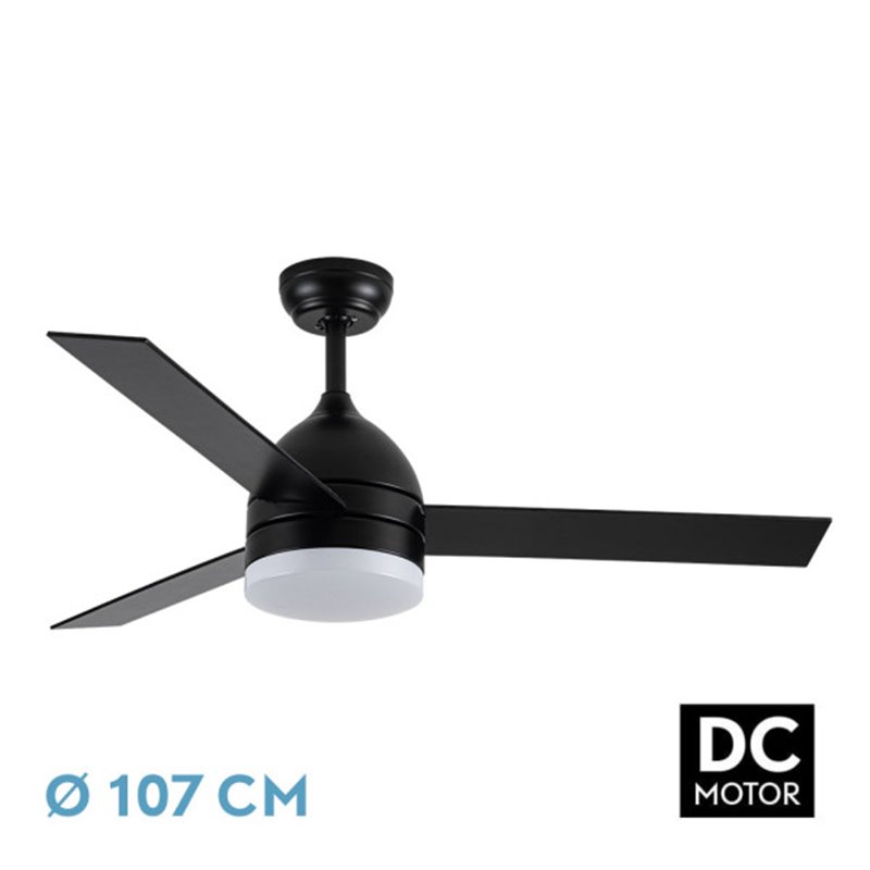 Ventilador Dc Legio 26w Negro 3aspas negro/roble 107d 2950lm 3000-4000-6000k Remoto+memoria+temporizador