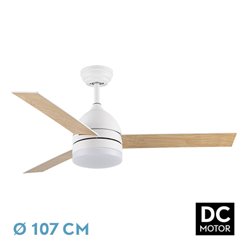 Ventilador Dc Legio 26w Blanco 3aspas Blanco/haya 107d 2950lm 3000-4000-6000k Remoto+memoria+temporizador