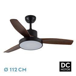 Ventilador Dc Kavala 48w Negro 3aspas Roble 112d 6velocidades 4078lm 3000-4000-6000k Remoto+memoria+temporizador