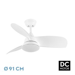 Ventilador Dc Atomo 24w Blanco 3aspas 91d 2640lm 6vel 3000k,4000k,6000k Remoto+memoria+temporizador