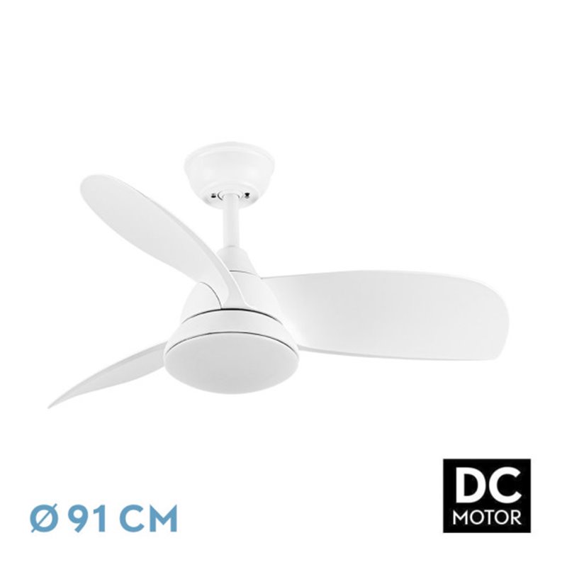 Ventilador Dc Atomo 24w Blanco 3aspas 91d 2640lm 6vel 3000k,4000k,6000k Remoto+memoria+temporizador