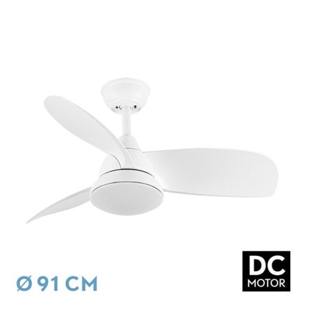 Ventilador Dc Atomo 24w Blanco 3aspas 91d 2640lm 6vel 3000k,4000k,6000k Remoto+memoria+temporizador