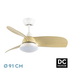 Ventilador Dc Atomo 24w Blanco 3aspas haya 91d 2640l 6vel 3000k,4000k,6000k Remoto+memoria+temporizador