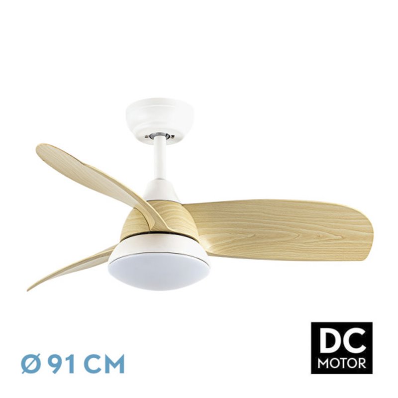 Ventilador Dc Atomo 24w Blanco 3aspas haya 91d 2640l 6vel 3000k,4000k,6000k Remoto+memoria+temporizador