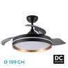 Ventilador Dc Nalon 72w Negro/oro 3aspas 109d 7200l 6vel 3000k,4500k,6000k Remoto+memoria+temporizador