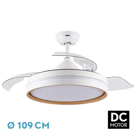 Ventilador Dc Nalon 72w Blanco/haya 3aspas 109d 7200lm 6vel 3000k,4500k,6000k Remoto+memoria+temporizador