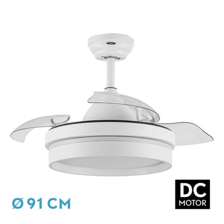 Ventilador Dc Nalon 48w Blanco 3aspas 91d 6vel 4800l 3000k,4500k,6000k Remoto+memoria+temporizador