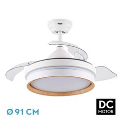 Ventilador Dc Nalon 48w Blanco/haya 3aspas 91d 4800lm 6vel 3000-4500-6000k Remoto+memoria+temporizador