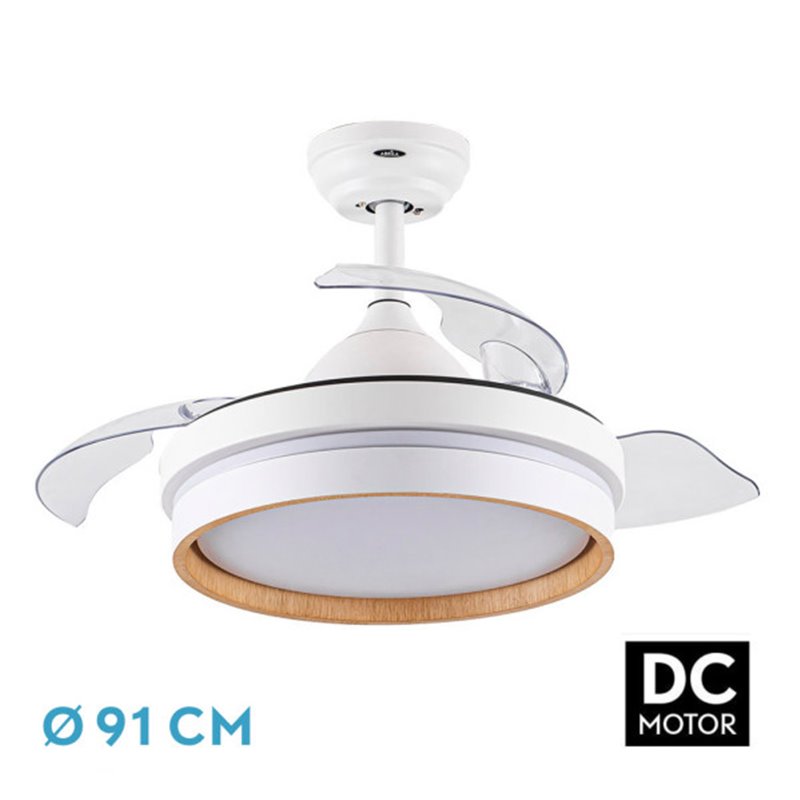 Ventilador Dc Nalon 48w Blanco/haya 3aspas 91d 4800lm 6vel 3000-4500-6000k Remoto+memoria+temporizador