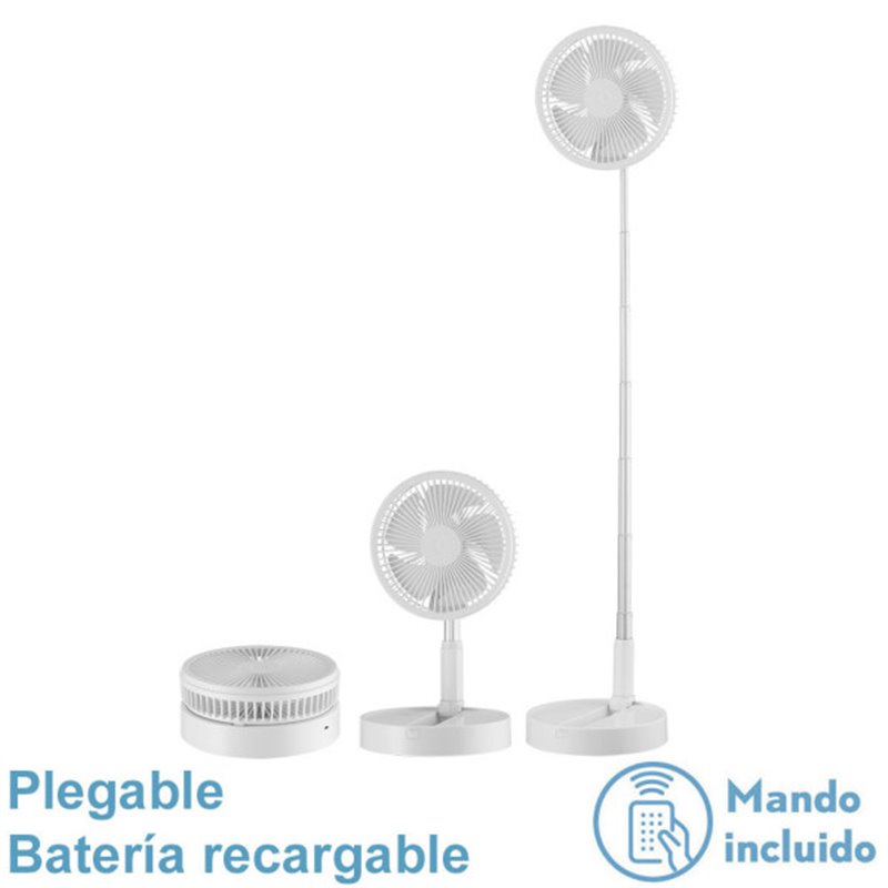 Ventilador DC Portatil Galan Blanco 10w 3vel Bateria Regx20x20cm Plegable+remoto+temporizador