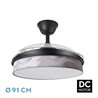 Ventilador Dc Moda 72w Negro/ola Gris 91d 3aspas 7200lm 3000-4000-6000k Remoto+ Memoria+ Temporizador