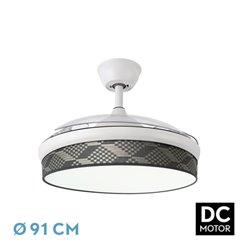 Ventilador Dc Moda 72w Blanc/tetris Gris 91d 3asp 7200lm 3000-4000-6000k Remoto+ Memoria+ Temporizador