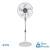 Ventilador De Pie Belmonte Blanco/gris 3 Vel.45w 5aspas Orientable, Fijo Y Rotatorio Regx43x40 Cm