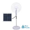 Ventilador De Pie Solar Frontera Blanco 20w 3vel 5aspas Fijo Y Rotatorio Bateria Litio Regx43x38cm