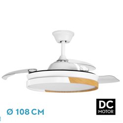 Ventilador Dc Emperador 72w Blanco/haya 3aspas Desplegables 106d 7200lm 3000-4000-6000k Remoto + Memoria+ Temporizador