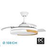 Ventilador Dc Emperador 72w Blanco/haya 3aspas Desplegables 106d 7200lm 3000-4000-6000k Remoto + Memoria+ Temporizador