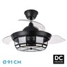 Ventilador Dc Tornado Negro 3xe27 91d 3aspas Desplegables 6velocidades C/remoto Y Temporizador