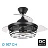 Ventilador Dc Tornado Negro 5xe27 107d 3aspas Desplegables 6velocidades C/remoto Y Temporizador