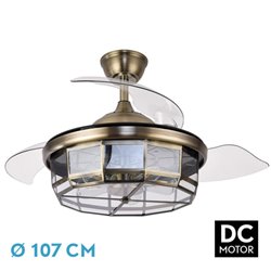 Ventilador Dc Tornado Cuero 5xe27 107d 3aspas Desplegables 6velocidades C/remoto Y Temporizador