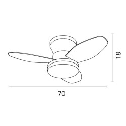 Ventilador DC TAUROS blanco/haya, 3 aspas, 48W LED 3000|4000|6000K, Al.18xD.70cm