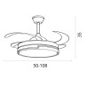 Ventilador DC ROBIN blanco/haya, 4 aspas retráctiles, 72W LED 3000|3500|6500K, Al.35xD.107/50cm