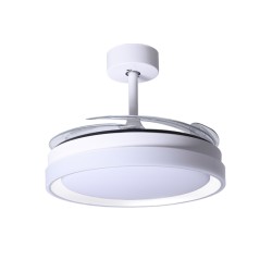 Ventilador DC KIGALI MINI blanco/blanco, 4aspas retráctiles, 48W LED 3000|4000|6000K Al.35xD.91/40cm