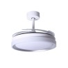 Ventilador DC KIGALI MINI blanco/plata, 4 aspas retráctiles, 48W LED 3000|4000|6000K Al.35xD.91/40cm