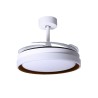 Ventilador DC KIGALI MINI blanco/marrón, 4 aspas retráctiles 48W LED 3000|4000|6000K Al.35xD.91/40cm