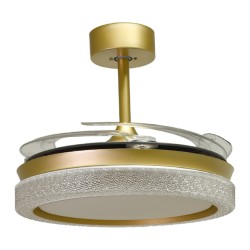 Ventilador DC ACANTO oro, 4 aspas retráctiles, 72W LED 3000|4000|6000K, Al.35xD.108/50cm