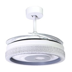 Ventilador DC TRIO blanco, 4 aspas retráctiles, 72W LED 3000|4000|6500K, Al.45xD.108/50cm