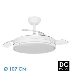 Ventilador Dc Papiro 72w Blanco 3aspas desp.107d 6120lm 3000k,4000k,6500k Remoto+ Memoria+ Temporizador