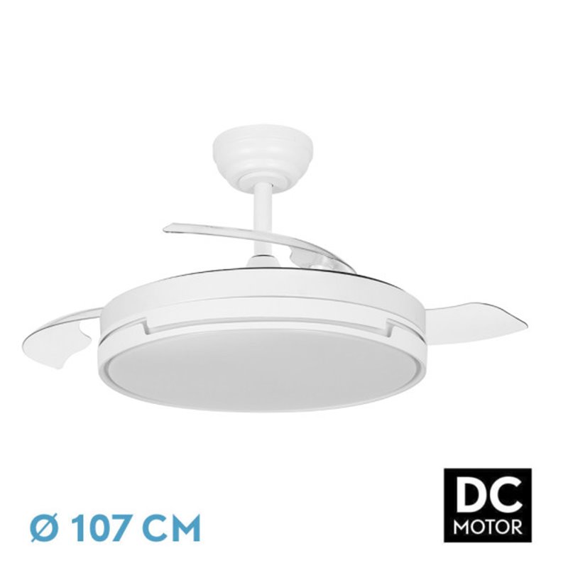 Ventilador Dc Papiro 72w Blanco 3aspas desp.107d 6120lm 3000k,4000k,6500k Remoto+ Memoria+ Temporizador