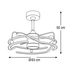 Ventilador DC ALISON blanco, 3 aspas, 125W+125W LED 3000|4000|6000K, Al.50xD.63cm