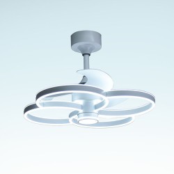 Ventilador DC TREBOL blanco, 3 aspas, 125W+125W LED 3000|4000|6000K, Al.45xD.60cm