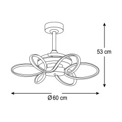 Ventilador DC KARLA blanco, 3 aspas, 65W+65W LED 3000|4000|6000K, Al.53xD.60cm