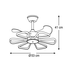 Ventilador DC ENEBRO negro, 3 aspas, 30W+30W LED 3000|4000|6000K, Al.41xD.53cm