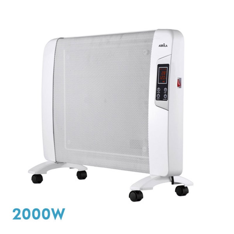 Radiador De Mica Abrigo 2000w 1elemento Blanco C/remoto Temporizador Display Termostato Reg.54x82,5x27cm