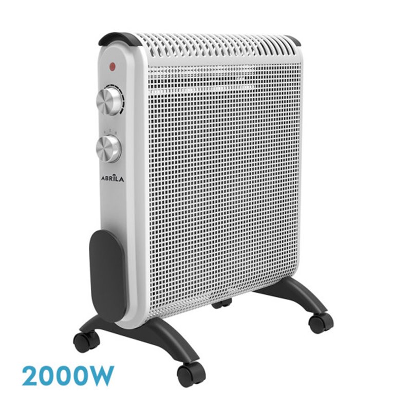 Radiador De Mica Condor 2000w 2elementos Blanco/gris 2potencias,antivuelco,termostato,c/ruedas Y Asa 52x46x25cm