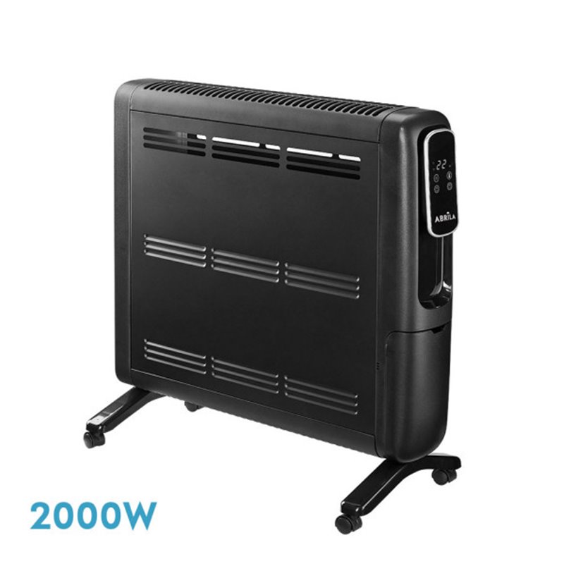 Emisor Termico Aluminio Alpino 2000w Negro 2pot Display C/remoto,antivuelco,temp.reg.61,8x59,5x25,5cm