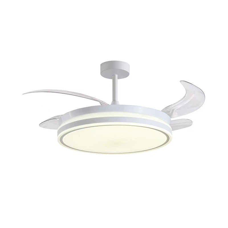 Ventilador DC RODAS blanco, 4 aspas retráctiles, 72W LED 3000|4000|6000K, Al.30/40xD.108/50cm